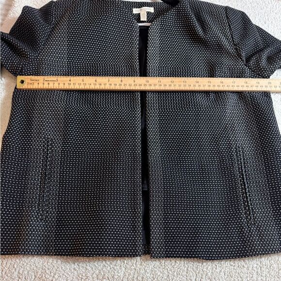 Eileen Fisher jacket Womens Sz M P tweed open Neck Blazer cotton Woven Patterns - Picture 8 of 10